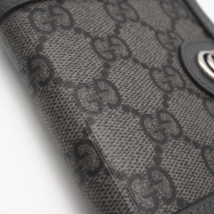 ★3日以内返品可★ 極美品 GUCCI グッチ GGスプリーム オフィディア コンパクトウォレット 732016 二つ折り財布 グレー コーティングキャンバス レザー メンズ GUCCI（グッチ） ☆3日以内返品可☆ 極美品 GGスプリーム オフィディア