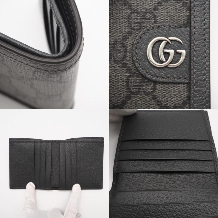 ★3日以内返品可★ 極美品 GUCCI グッチ GGスプリーム オフィディア コンパクトウォレット 732016 二つ折り財布 グレー コーティングキャンバス レザー メンズ GUCCI（グッチ） ☆3日以内返品可☆ 極美品 GGスプリーム オフィディア