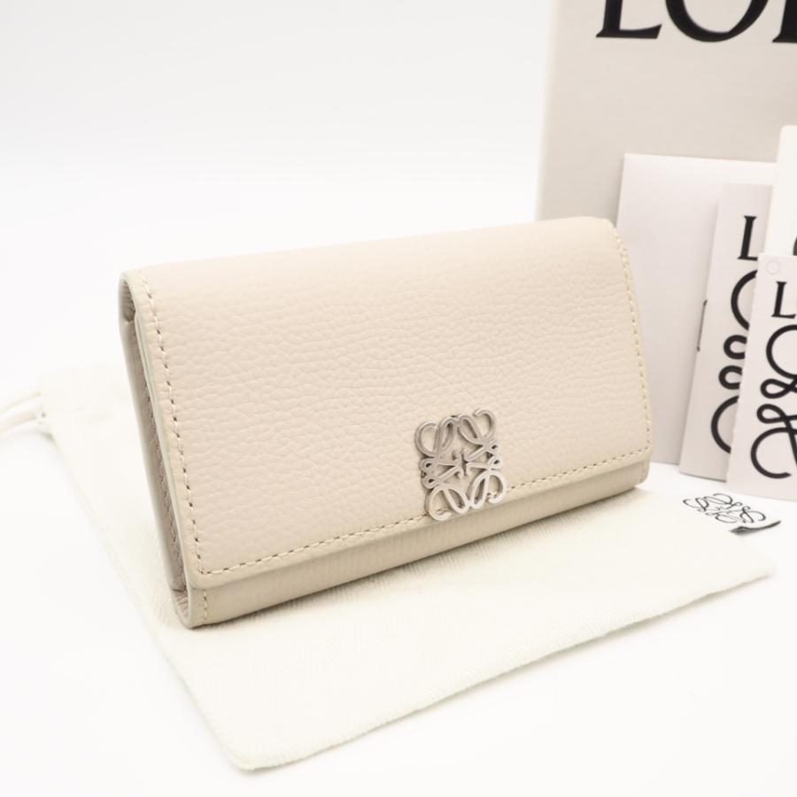 ★3日以内返品可★ 美品 LOEWE ロエベ ペブルグレインカーフ アナグラム キーケース クレイ C821K92X01 | LOEWE
