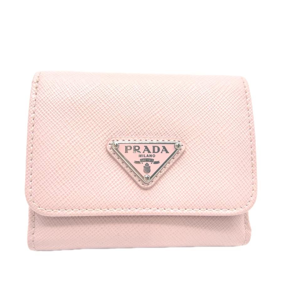 ★3日以内返品可★ 美品 PRADA プラダ サフィアーノ トライアングル 財布 アラバスターピンク 1MH043 三つ折り財布 | PRADA | 01