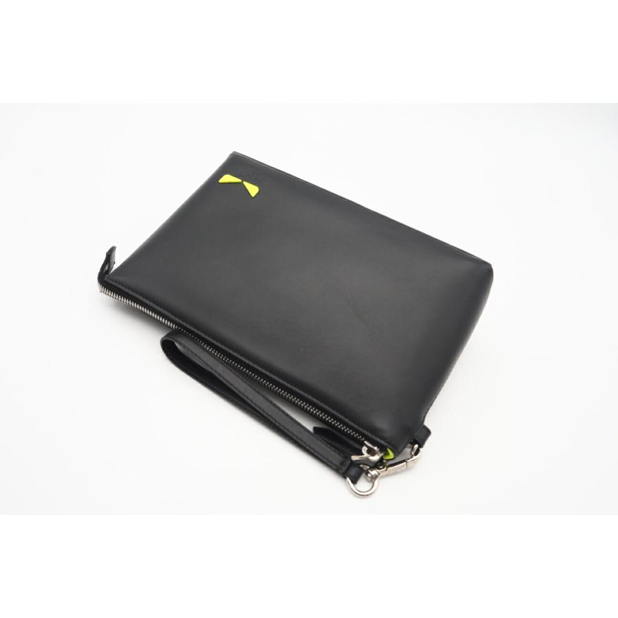 ☆安心の3大保証☆ ABランク ≪FENDI フェンディ/クラッチバッグ≫ 7N0102 モンスター レザー MINI OCCHI EYES ブラック イエロー 美品 送料無料 ☆安心の3大保証☆ ABランク ≪FENDI フェンディ/クラッチバッグ