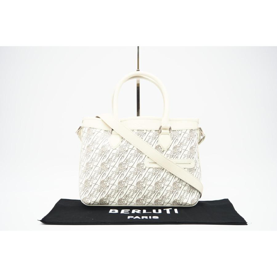 ★３日以内返品可★ BERLUTI ベルルッティ トゥジュール ミニ トワル マルブフ  ホワイト ベージュ 2WAYバッグ 極美品 Berluti（ベルルッティ） ☆3日以内返品可☆ トゥジュール ミニ