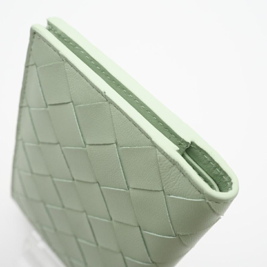 ★3日以内返品可★ BOTTEGA VENETA ボッテガ ヴェネタ 742330VCPP3 イントレチャート ライトグリーン 二つ折り財布 極美品 ☆3日以内返品可☆ BOTTEGA VENETA ボッテガ ヴェネタ 742330VCPP3