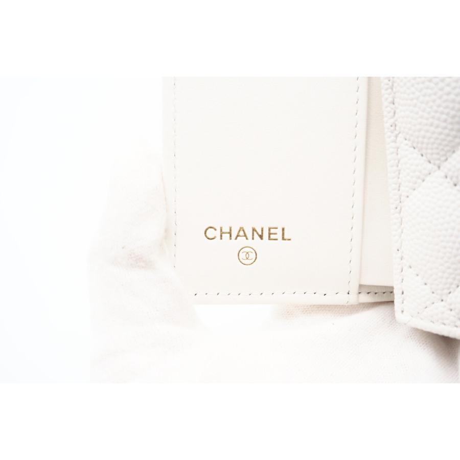 ★３日以内返品可★ CHANEL シャネル AP3081 キャビアスキン マトラッセ 23C トランプ スモールフラップウォレット ホワイト 財布 CHANEL（シャネル） ☆3日以内返品可☆ AP3081 キャビアスキン