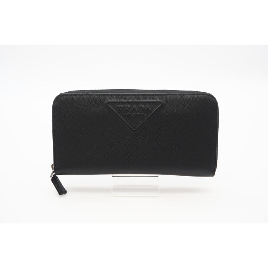 希少 プラダ サフィアーノレザー 長財布 エンボスロゴ 黒 ジッピー アラウンド PRADA（プラダ） ☆3日以内返品可☆ 2M1317 エンボスロゴ