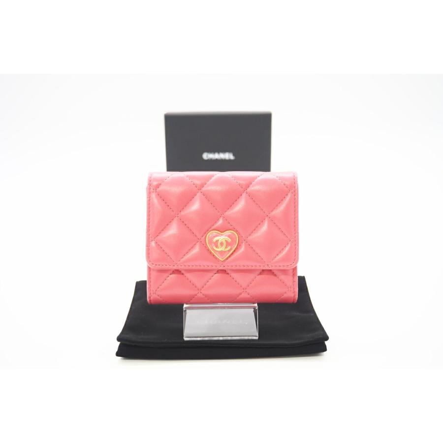 ★3日以内返品可★ CHANEL シャネル AP3392 ラムスキン マトラッセ ハートココ スモール フラップ ウォレット  ピンク 財布 CHANEL（シャネル） ☆3日以内返品可☆ AP3392 ラムスキン マトラッセ