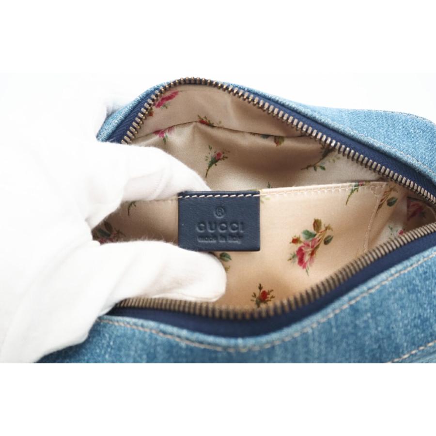 美品 GUCCI ショルダーバッグ デニム 447632 グッチ GGマーモント