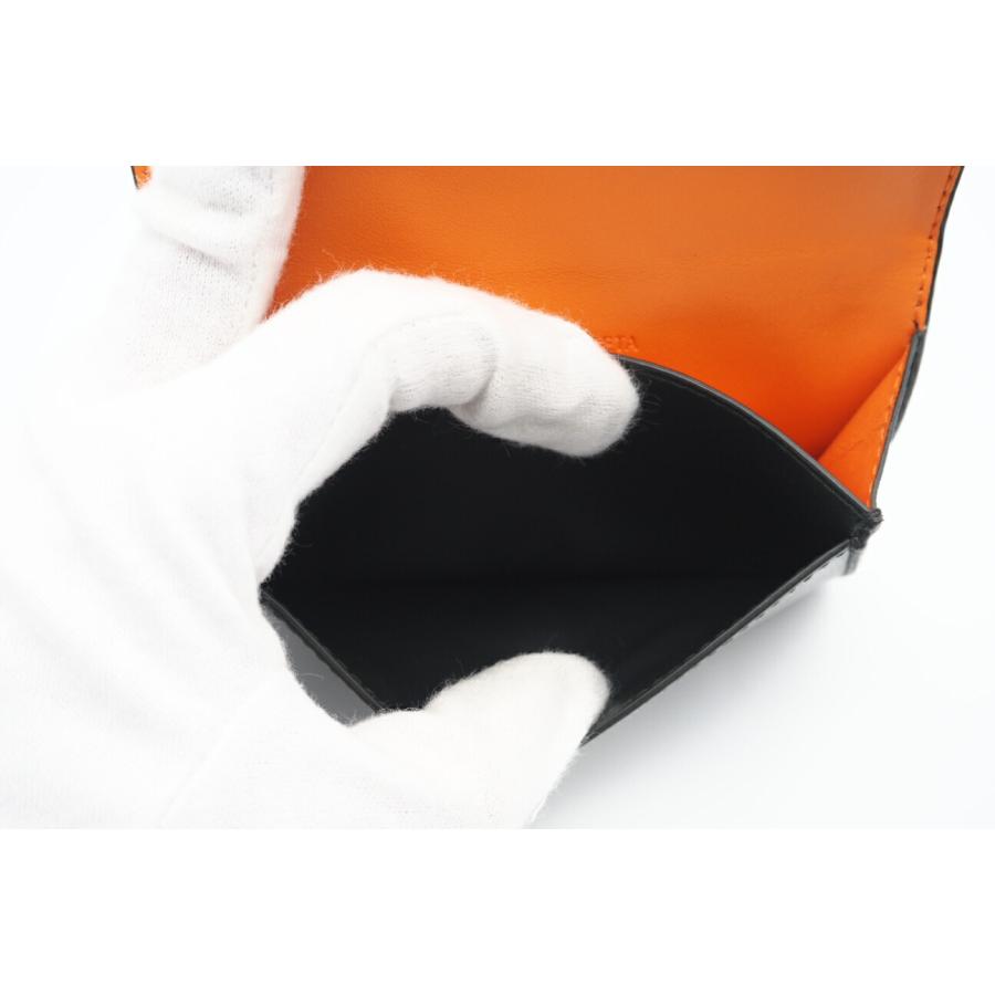 ボッテガヴェネタ　カードケース　ブラック／オレンジ ☆安心の3大保証☆ Aランク ≪BOTTEGA VENETA ボッテガ ヴェネタ/二