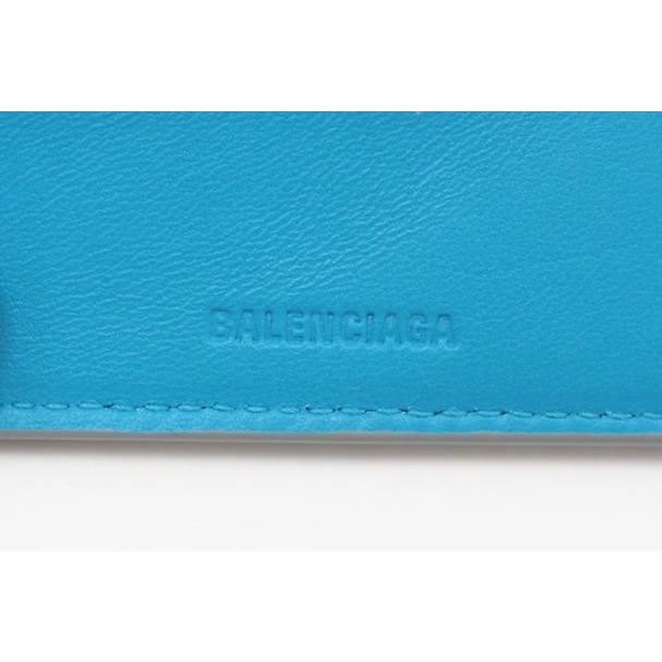☆安心の3大保証☆ Aランク ≪BALENCIAGA バレンシアガ/三つ折り財布≫ 664037 ESSENTIAL MINI WALLET ロゴ グレー ブルー 極美品 送料無料 BALENCIAGA（バレンシアガ） ☆安心の3大保証☆ Aランク ≪BALENCIAGA