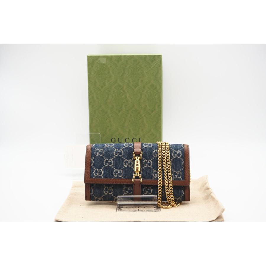 ☆安心の3大保証☆ Aランク ≪GUCCI グッチ/二つ折り長財布≫ 652681 ジャッキー1961 デニム チェーン付きウォレット ブルー ブラウン 送料無料 ☆安心の3大保証☆ Aランク ≪GUCCI グッチ/二つ折り長財布≫ 652681