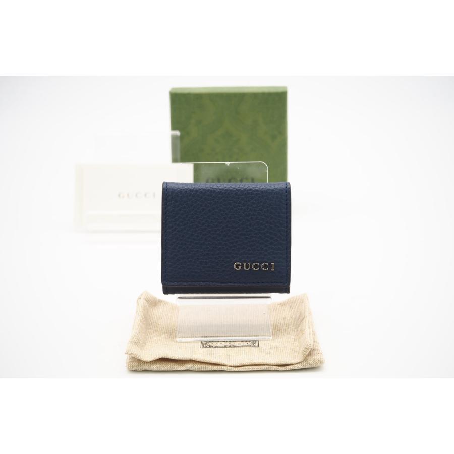 ☆安心の3大保証☆ Aランク ≪GUCCI グッチ/ケース≫ 771160 折り畳みケース GUCCI ロゴ レザー ネイビーブルー 極美品 送料無料 ☆安心の3大保証☆ Aランク ≪GUCCI グッチ/コインケース≫ 771160