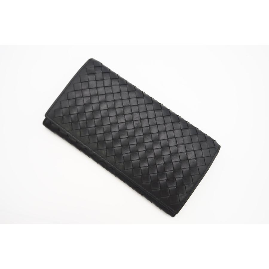 美品　ボッテガヴェネタ 長財布 二つ折り イントレチャート ブラック レザー ボッテガ ヴェネタ BOTTEGA VENETA 二つ折り長財布 156819