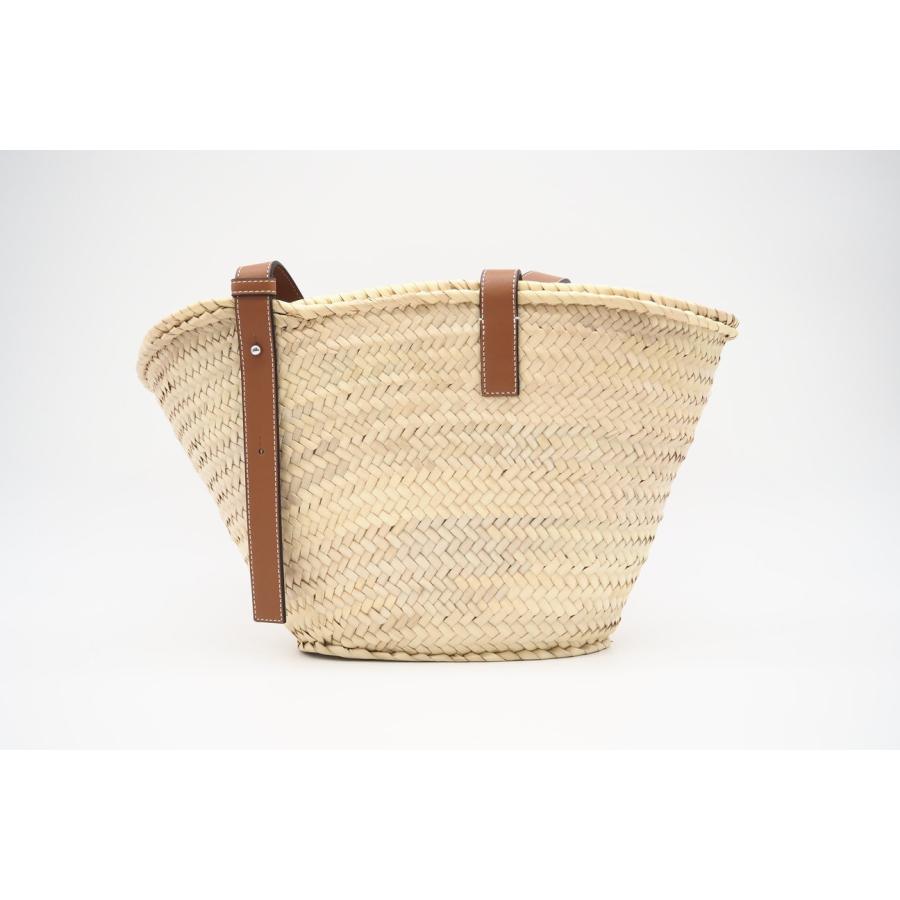 ☆安心の3大保証☆ ABランク ≪LOEWE ロエベ/ハンドバッグ≫ A546T37Ｘ01 ヤシの葉&カーフ バスケットバッグ ミディアム ナチュラル タン 美品 送料無料 ☆安心の3大保証☆ ABランク ≪LOEWE ロエベ/ハンドバッグ