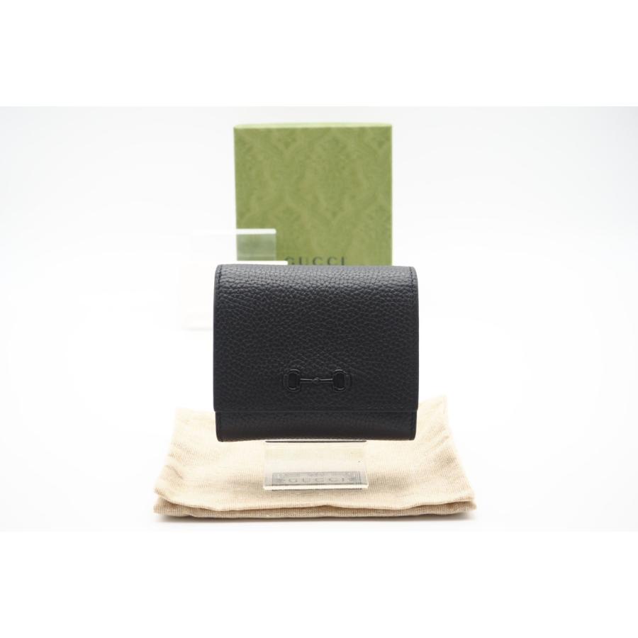 ☆安心の3大保証☆ ABランク ≪GUCCI グッチ/二つ折り財布≫ 745981 ホースビット1955 レザー コンパクトウォレット ブラック 美品 送料無料 GUCCI（グッチ） ☆安心の3大保証☆ ABランク ≪GUCCI グッチ/二つ折り