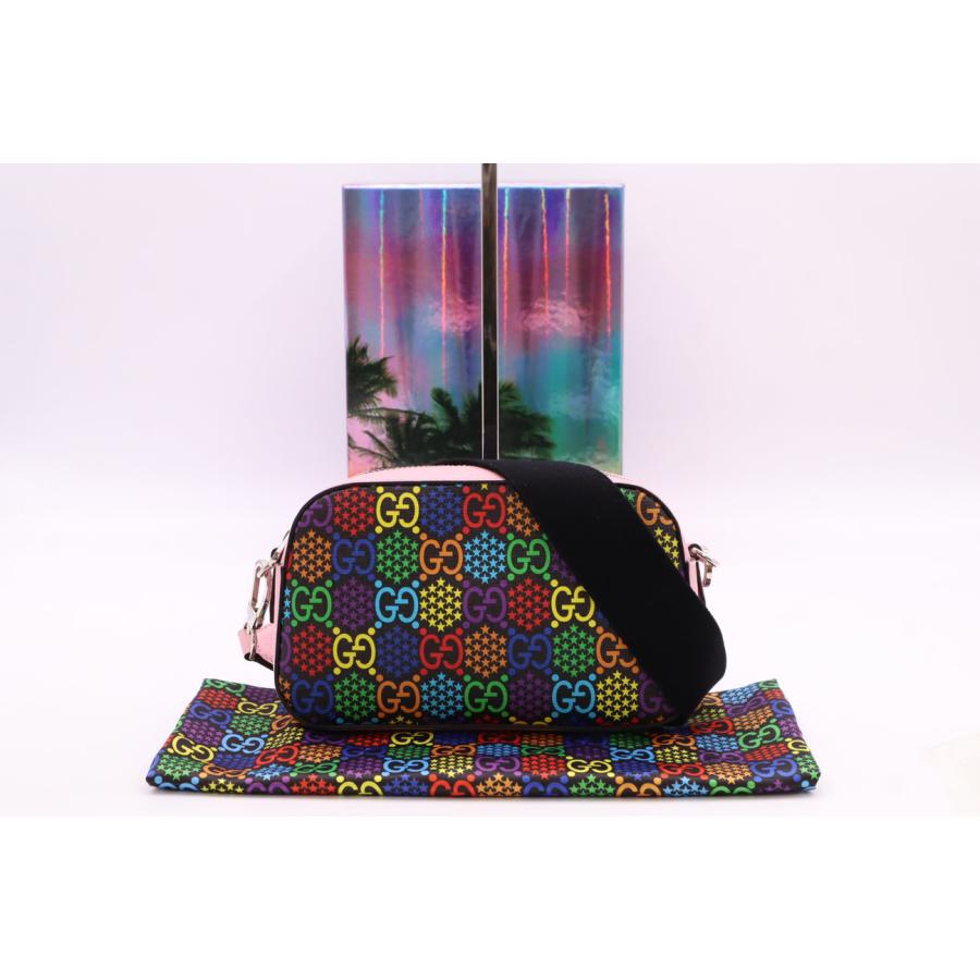 ☆安心の3大保証☆ ABランク ≪GUCCI グッチ/ショルダーバッグ≫ 574886 GGサイケデリック レザー ピンク マルチカラー ロゴ 美品 送料無料 GUCCI（グッチ） ☆安心の3大保証☆ ABランク ≪GUCCI グッチ