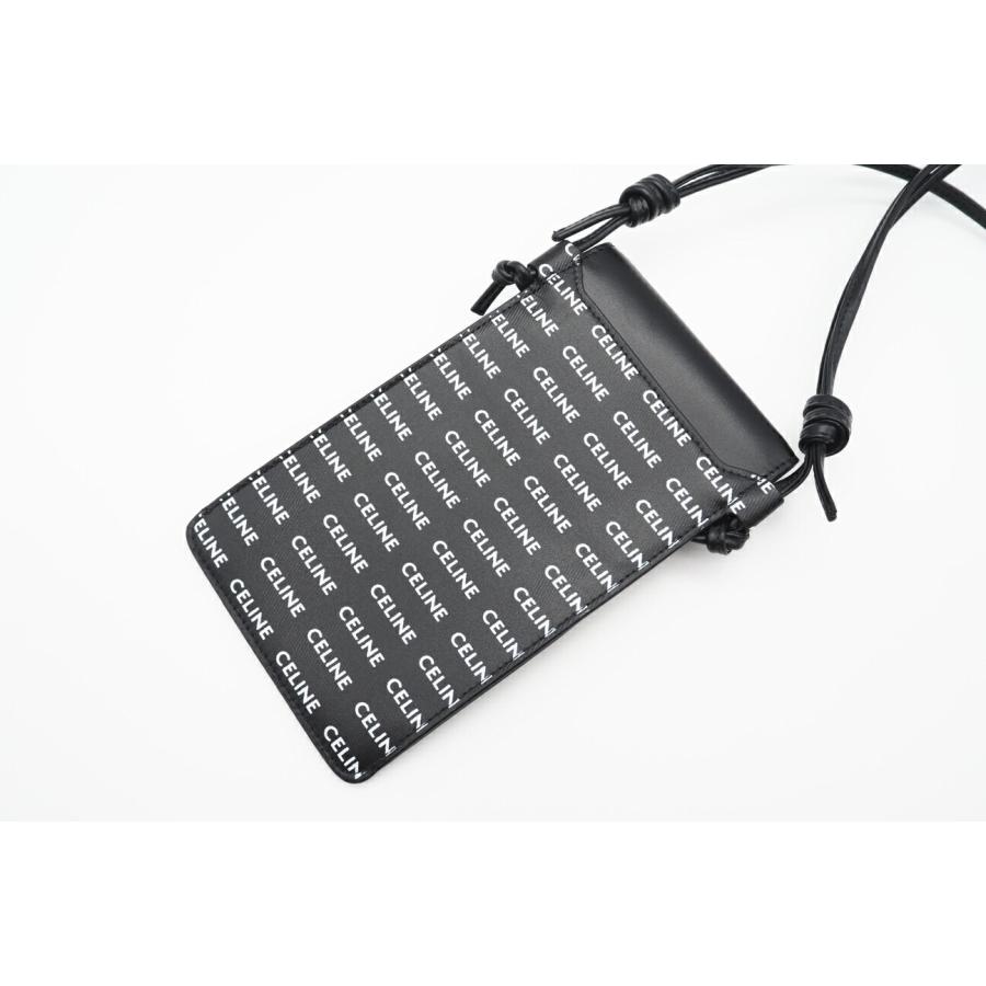 ☆安心の3大保証☆ Aランク ≪CELINE セリーヌ/ショルダーポーチ≫ 10G332 セリーヌロゴ レザーフラップ付き モバイルポーチ ブラック ホワイト CELINE（セリーヌ） ☆安心の3大保証☆ Aランク ≪CELINE セリーヌ