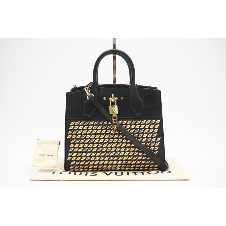 ☆安心の3大保証☆ Aランク ≪LOUIS VUITTON ルイ ヴィトン/2WAYバッグ≫ M51021 カーフスキン シティスティーマーPM ブラック ゴールド 送料無料 LOUIS VUITTON（ルイ・ヴィトン） ☆安心の3大保証☆ Aランク ≪LOUIS