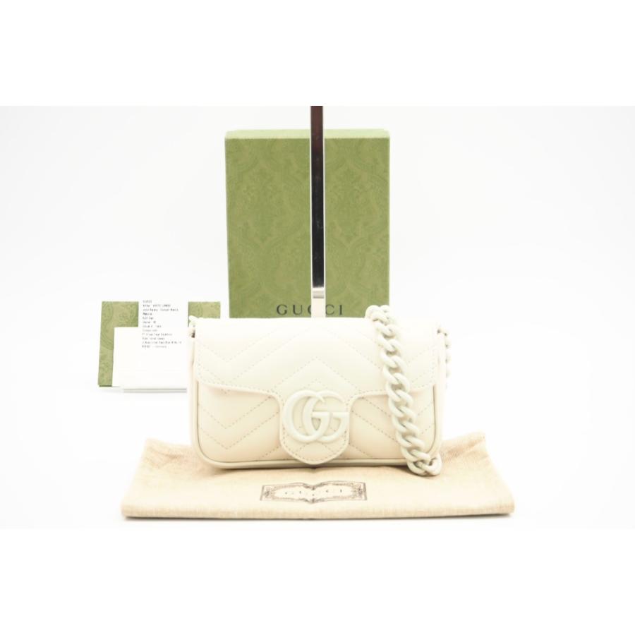 ☆安心の3大保証☆ Aランク ≪GUCCI グッチ/ショルダーバッグ≫ 699757 GGマーモント レザー チェーン ホワイト ロゴマーク 極美品 送料無料 GUCCI（グッチ） ☆安心の3大保証☆ Aランク ≪GUCCI グッチ