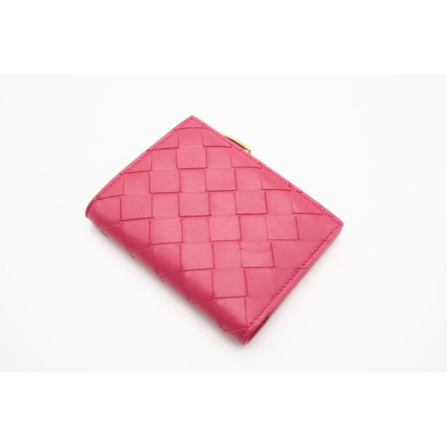 ボッテガヴェネタ 二つ折り 財布 ピンク イントレチャート コンパクト