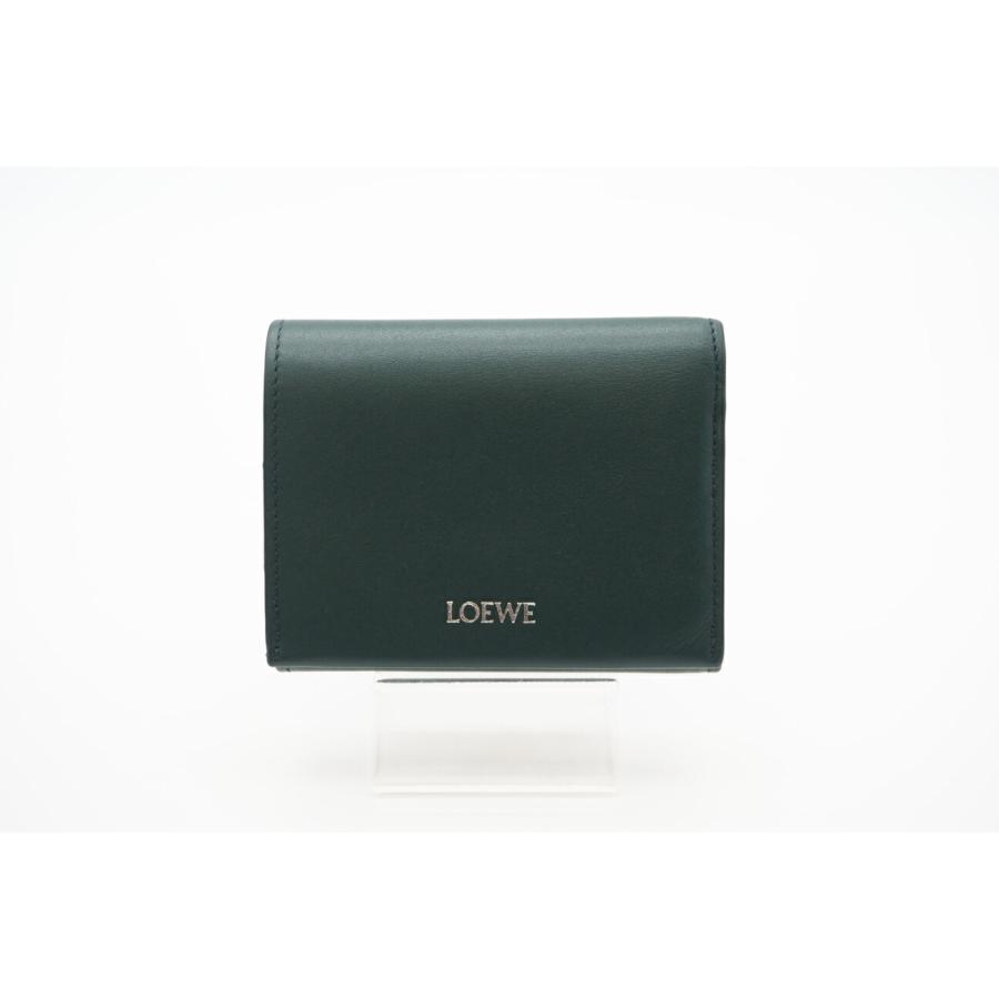 ★３日以内返品可★ LOEWE ロエベ CEM1FCAX01 シャイニーナパカーフ トライフォールド ジップウォレット グリーン ネイビー 財布 LOEWE（ロエベ） ☆3日以内返品可☆ CEM1FCAX01 シャイニーナパカーフ