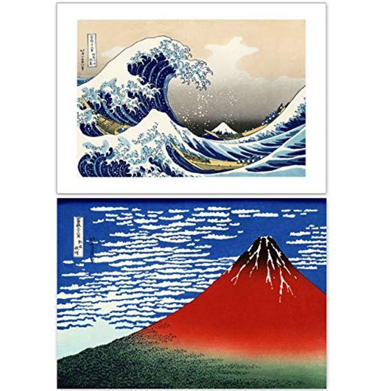 祝開店 大放出セール開催中 神奈川沖浪裏 富嶽三十六景 葛飾北斎 ポスター 富嶽三十六景 壁紙用 インテリア 日本画 A3サイズ2枚セット日本製 凱風快晴 浮世絵 ポスターフレーム Www We Job Com