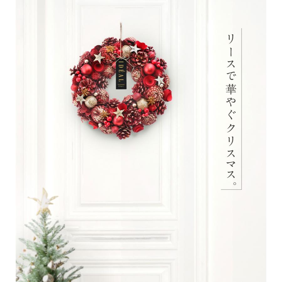 ＆Flower SALE 2025 クリスマス リース L 30cm以上 レッド ピンク
