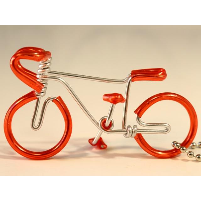 ワイヤーアート 自転車 キーホルダー ハンドメイド ワイヤー