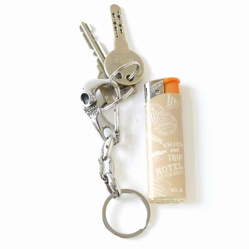 ステンレス カラビナ ドクロ ガイコツ キーホルダー バイク 車 自転車