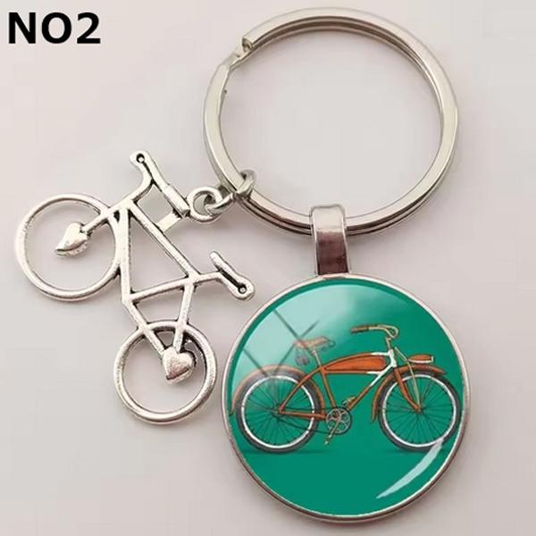 自転車柄 バイシクル 自転車 キーホルダー 自転車チャーム付き