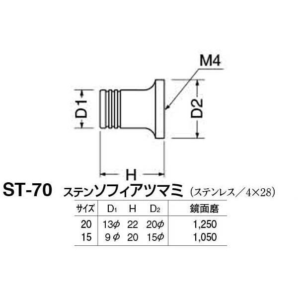 30個入　シロクマ　ST-70　鏡面磨　20　ステンソフィアツマミ