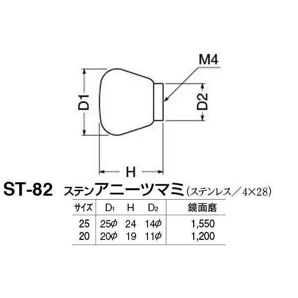 20個入　シロクマ　ST-82　鏡面磨　25　ステンアニーツマミ