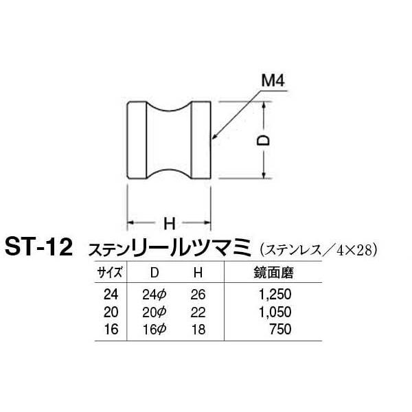 30個入　シロクマ　ST-12　鏡面磨　ステンリールツマミ　20