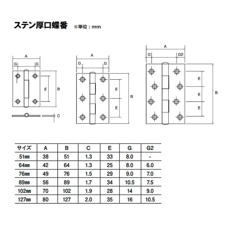 10枚入 PALHARD ステンレス厚口蝶番 HL(リング入 ビス付) 89mm 10枚入 PALHARD ステンレス厚口蝶番 HL(リング入 ビス付) 89mm