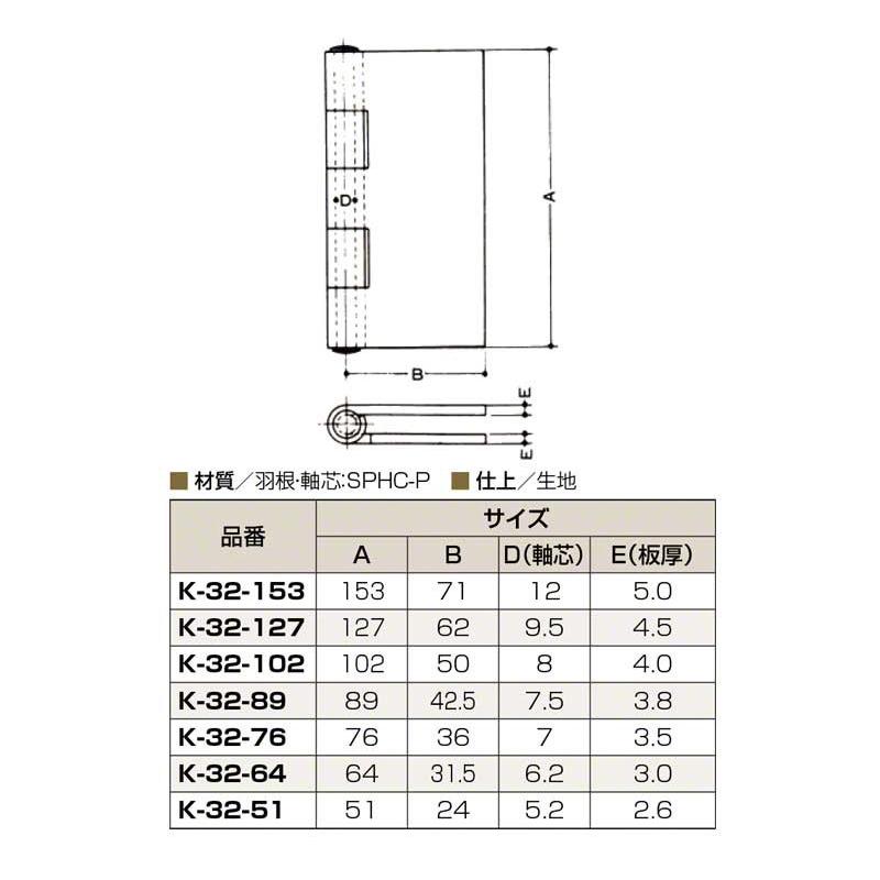 「のぶた」　確認用 4枚入 Plus/check/Dial PLUS 鉄溶接丁番 127mm (K-32-127