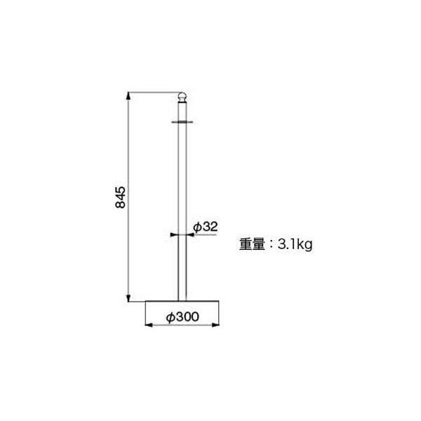 3本入　シロクマ　フロアパーティションポール　FPP-0119-クローム・鏡面　‐