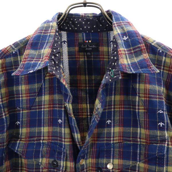 ポールスミス ジーンズ 日本製 チェック柄 長袖 ウエスタンシャツ XL