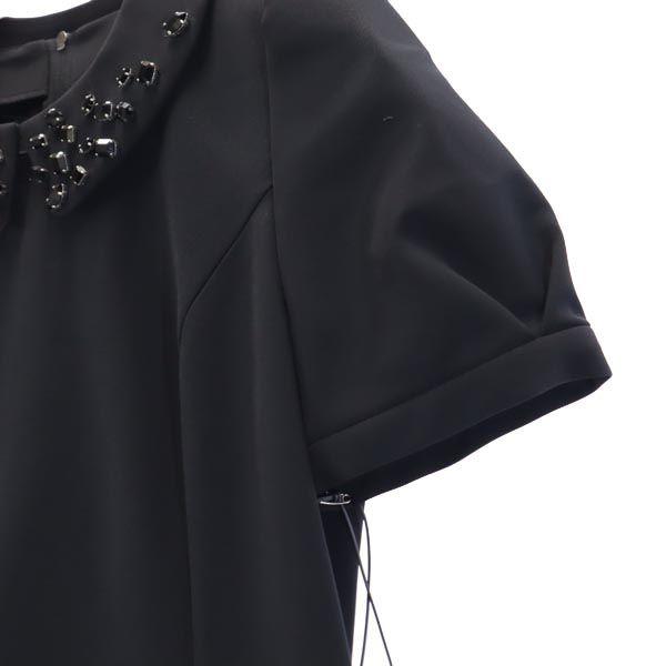 未使用 フォクシー 日本製 半袖 ワンピース 38 黒 FOXEY NEW YORK