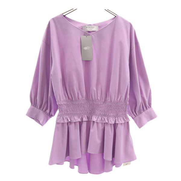 未使用 ビームスライツ 七分袖 ブラウス 38 ラベンダー Beams Lights プルオーバー レディース 古着