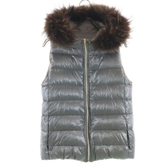ヘルノ ダウンベスト 40 グレー Herno ファー フード付き レディース 古着 Bof Fre 9617 Wve Big 2nd 通販 Yahoo ショッピング