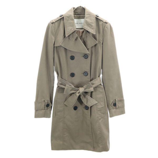 世界の人気ブランド ザラベーシック トレンチ コート M 茶 Zara Basic レディース 古着