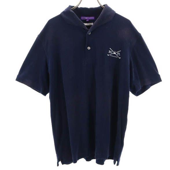 ビームス Golf ゴルフ ロゴ刺繍 半袖 ポロシャツ Xl 紺 Beams パイル地 タオル地 レディース 古着