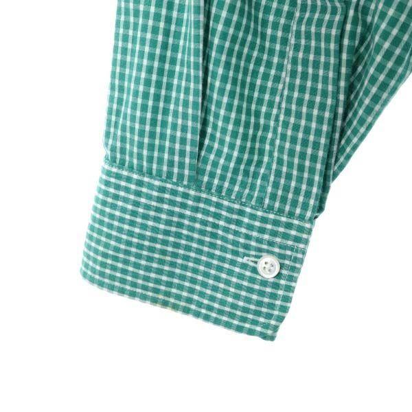 クリスチャンディオール USA製 チェック柄 長袖 シャツ 16.5 グリーン 