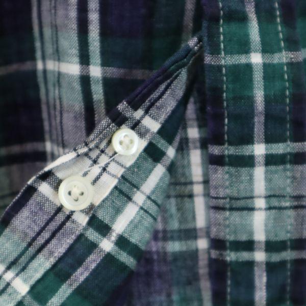 ギャップ 90s オールド チェック 長袖 シャツ XL 紺ｘ緑 GAP リネン 