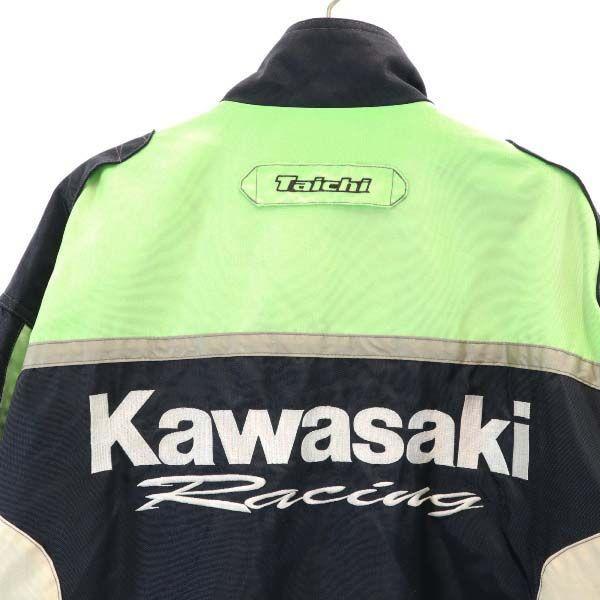 カワサキ×タイチ レーサー バイク ジャケット L 黒×黄緑 Kawasaki RS 