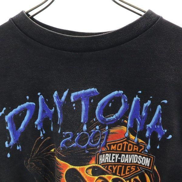 ハーレーダビッドソン 00s USA製 袖プリント 長袖 Tシャツ M 黒 HARLEY