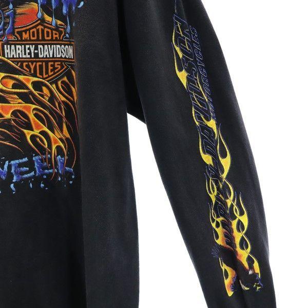 ハーレーダビッドソン 00s USA製 袖プリント 長袖 Tシャツ M 黒 HARLEY