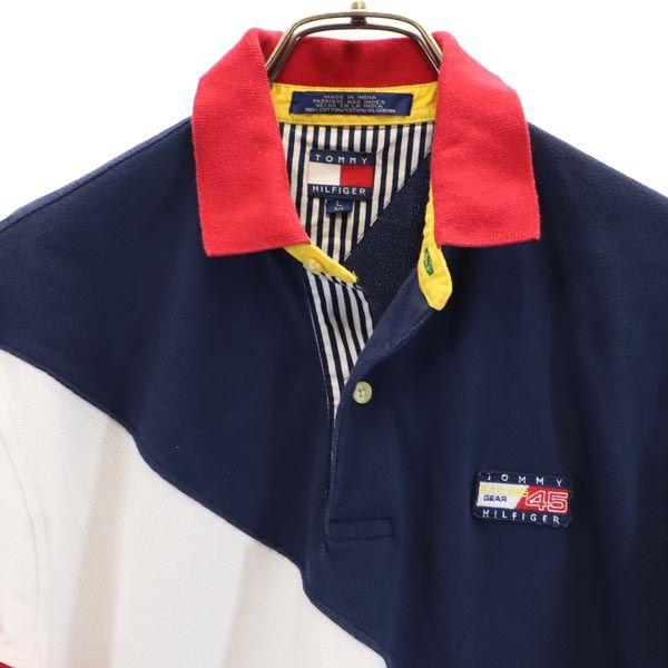 メンズ 半袖ポロシャツ (L) ボーダー 紺 赤 ゴルフ - ポロシャツ