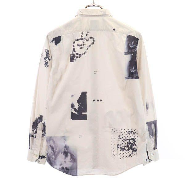 贈る結婚祝い ポールスミス 日本製 Pdown メール便可 古着 メンズ Smith Paul ベージュ系 S シャツ 長袖 総柄 日本製 ポールスミス S メンズ シャツ 長袖 シャツ カジュアルシャツ