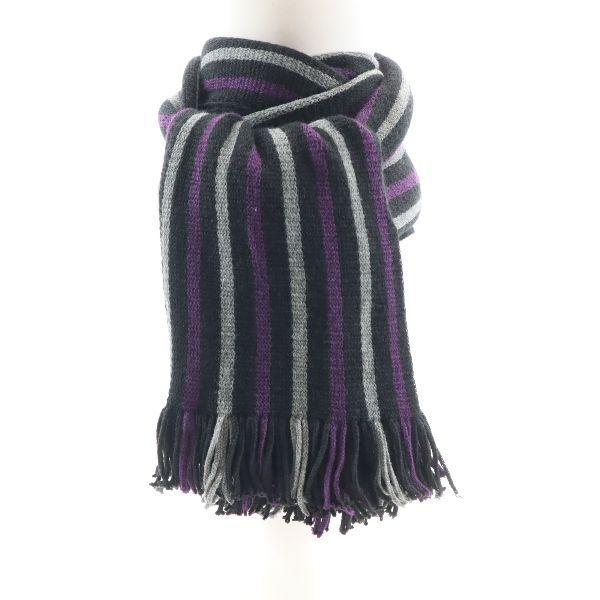 未使用 ユニクロ ヒートテック ニット ストライプ マフラー 黒 紫 グレー Uniqlo レーヨンブレンド メンズ 古着 2103 Kma 713 Str Big 2nd 通販 Yahoo ショッピング