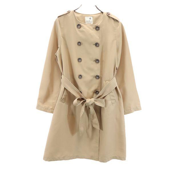 超安い アースミュージックアンドエコロジー ノーカラー トレンチコート M ベージュ Earth Musicamp Ecology レディース 古着